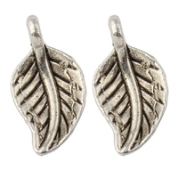 Tibetan Style Leaf Pendants, antique silver color plated, nickel, lead & cadmium free, 7.50x15x3.50mm, Hole:Approx 1.5mm, Approx 2500PCs/KG, Sold By KG