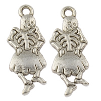 Tibetan Style Pendants, Skeleton, antique silver color plated, nickel, lead & cadmium free, 10x25x2.50mm, Hole:Approx 1.5mm, Approx 709PCs/KG, Sold By KG