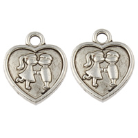 Tibetan Style Heart Pendants, antique silver color plated, nickel, lead & cadmium free, 13x16x2mm, Hole:Approx 2mm, Approx 909PCs/KG, Sold By KG