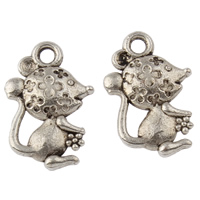 Tibetan Style Animal Pendants, Mouse, antique silver color plated, nickel, lead & cadmium free, 11x17x3mm, Hole:Approx 1.5mm, Approx 1099PCs/KG, Sold By KG