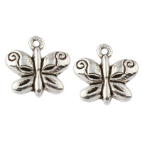 Tibetan Style Animal Pendants, Butterfly, word created for you, antique silver color plated, nickel, lead & cadmium free, 13x13x2.50mm, Hole:Approx 1mm, Approx 990PCs/KG, Sold By KG