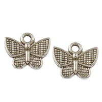 Tibetan Style Animal Pendants, Butterfly, antique silver color plated, nickel, lead & cadmium free, 12.50x10.50x2mm, Hole:Approx 1.5mm, Approx 1538PCs/KG, Sold By KG