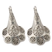 Tibetan Style Flower Pendants, antique silver color plated, nickel, lead & cadmium free, 11x19x5mm, Hole:Approx 2mm, Approx 1333PCs/KG, Sold By KG