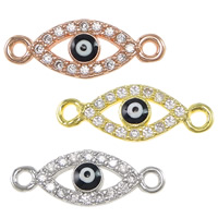 Evil Eye Connector Brass plated micro pave cubic zirconia & enamel & 1/1 loop nickel lead & cadmium free Approx 1mm Sold By Lot