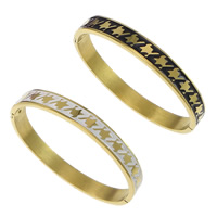 Stainless Steel Bangle, gold color plated, enamel, more colors for choice, 8mm, Inner Diameter:Approx 58.5x50mm, Length:Approx 7.5 Inch, 10PCs/Lot, Sold By Lot