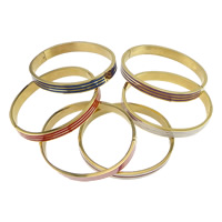 acier inoxydable bracelet ordinaire, Placage de couleur d'or, émail, plus de couleurs à choisir, 8mm, Diamètre intérieur:Environ 63x53mm, Longueur:Environ 7 pouce, 10PC/lot, Vendu par lot