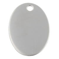 Stainless Steel Tag Charm Flat Oval hand polished laser pattern & Customized original color Approx 2.5mm Sold By Bag