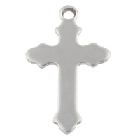 Stainless Steel Tag Charm, fleur-de-lis cross, hand polished, laser pattern & Customized, original color, 22x36x1mm, Hole:Approx 2.5mm, 50PCs/Bag, Sold By Bag