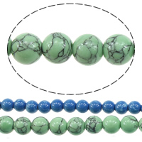 Türkis Perlen, Synthetische Türkis, rund, verschiedene Größen vorhanden, keine, Bohrung:ca. 1mm, Länge:ca. 16 ZollInch, verkauft von Menge