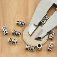 Thailand Sterling Silver Beads, Column, hollow, 5x8mm, Hole:Approx 3mm, 100PCs/Lot, Sold By Lot