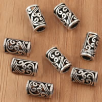 Thailand Sterling Silver Beads, Column, hollow, 5x9.70mm, Hole:Approx 3.1mm, 50PCs/Lot, Sold By Lot