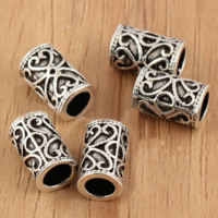 Thailand Sterling Silver Large Hole Bead, Column, 5.50x9mm, Hole:Approx 3.6mm, 40PCs/Lot, Sold By Lot