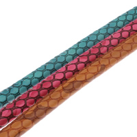 Leather Cord, PU Leather, snakeskin pattern, more colors for choice, 6x7mm, 100m/Bag, Sold By Bag