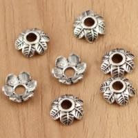 Thaiföld Ezüst gyöngy Caps, Virág, 7x2.40mm, Lyuk:Kb 2mm, 100PC-k/Lot, Által értékesített Lot