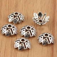 Bali Sterling Silver Bead Caps, Tailandia, Flor, vazio, 9x3.70mm, Buraco:Aprox 1.9mm, 100PCs/Lot, vendido por Lot