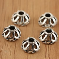 Thailand Sterling Silver, Flower, hollow, 7.60x4mm, Hole:Approx 2.1mm, 70PCs/Lot, Sold By Lot