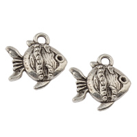 Tibetan Style Pendant Rhinestone Setting, Fish, antique silver color plated, nickel, lead & cadmium free, 15x15x5mm, Hole:Approx 1.5mm, Inner Diameter:Approx 1mm, Approx 645PCs/KG, Sold By KG