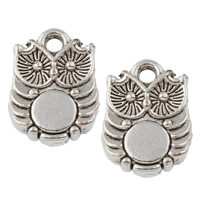 Tibetan Style Animal Pendants, Owl, antique silver color plated, nickel, lead & cadmium free, 10x14x3mm, Hole:Approx 1.5mm, Approx 813PCs/KG, Sold By KG
