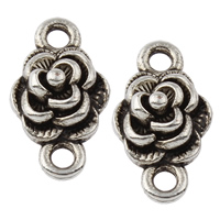 Flower Tibetan Style Connector, antique silver color plated, 1/1 loop, nickel, lead & cadmium free, 10x18x5mm, Hole:Approx 2mm, Approx 763PCs/KG, Sold By KG