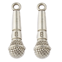 Musical Instrument Shaped Tibetan Style Pendants, Microphone, antique silver color plated, nickel, lead & cadmium free, 7x27x6mm, Hole:Approx 2mm, Approx 556PCs/KG, Sold By KG