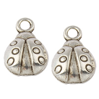 Tibetan Style Animal Pendants, Ladybug, antique silver color plated, nickel, lead & cadmium free, 9x14x5mm, Hole:Approx 2mm, Approx 694PCs/KG, Sold By KG