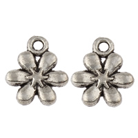 Tibetan Style Flower Pendants, antique silver color plated, nickel, lead & cadmium free, 11x13x2mm, Hole:Approx 1.5mm, Approx 1220PCs/KG, Sold By KG