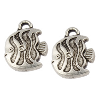 Tibetan Style Animal Pendants, Fish, antique silver color plated, nickel, lead & cadmium free, 13x17x5mm, Hole:Approx 1mm, Approx 405PCs/KG, Sold By KG