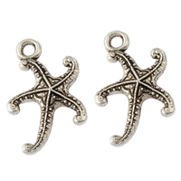 Tibetan Style Animal Pendants, Starfish, antique silver color plated, nickel, lead & cadmium free, 12x19x3mm, Hole:Approx 1.5mm, Approx 1370PCs/KG, Sold By KG