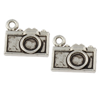 Tibetan Style Pendant Rhinestone Setting, Camera, antique silver color plated, nickel, lead & cadmium free, 13x12x3mm, Hole:Approx 1.5mm, Inner Diameter:Approx 4mm, Approx 1000PCs/KG, Sold By KG