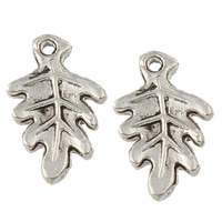 Tibetan Style Leaf Pendants, antique silver color plated, nickel, lead & cadmium free, 9x15x2mm, Hole:Approx 1mm, Approx 1449PCs/KG, Sold By KG