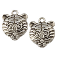 Tibetan Style Animal Pendants, Tiger, antique silver color plated, nickel, lead & cadmium free, 14x18x4mm, Hole:Approx 1mm, Approx 417PCs/KG, Sold By KG