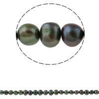 Barock kultivierten Süßwassersee Perlen, Natürliche kultivierte Süßwasserperlen, dunkelgrün, 8-9mm, Bohrung:ca. 0.8mm, verkauft per ca. 15.3 ZollInch Strang