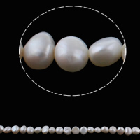 Barock kultivierten Süßwassersee Perlen, Natürliche kultivierte Süßwasserperlen, natürlich, weiß, 8-9mm, Bohrung:ca. 0.8mm, verkauft per ca. 15.3 ZollInch Strang