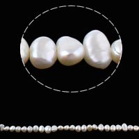 Barocco coltivate in acqua dolce Perla, perla d'acquadolce coltivata naturalmente, naturale, bianco, 4-5mm, Foro:Appross. 0.8mm, Venduto per Appross. 14.5 pollice filo
