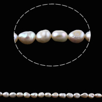 Barokní kultivované sladkovodní perle, Sladkovodní Pearl, Baroko, přírodní, bílý, 8-9mm, Otvor:Cca 0.8mm, Prodáno za Cca 14.5 inch Strand