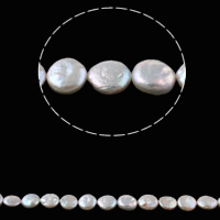 Perlas Moneda Freshwater, Perlas cultivadas de agua dulce, natural, Blanco, 11-12mm, agujero:aproximado 0.8mm, Vendido para aproximado 15.7 Inch Sarta