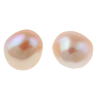 Cultured Half Drilled Freshwater Pearl Beads, Keshi, natural, half-drilled, pink, 10-11mm, Hole:Approx 0.8mm, 24Pairs/Bag, Sold By Bag