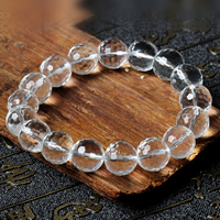 quartz clair bracelet, Rond, naturel, normes différentes pour le choix & facettes, grade AAA, Longueur:Environ 7.5 pouce, Vendu par lot