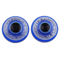 El mal de ojo Cabochon, resina, con Lentejuelas plástico, Redondo aplanado, diverso tamaño para la opción & espalda plana, azul, 2bolsaspantalón/Grupo, 1000PCs/Bolsa, Vendido por Grupo