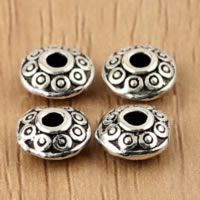 Bali Sterling Silber Perlen, Thailand, Untertasse, 6.60x3.20mm, Bohrung:ca. 1.9mm, 60PCs/Menge, verkauft von Menge