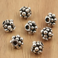 Perles en argent massif de Bali, Thaïlande, tambour, 6.10x5.50mm, Trou:Environ 1.7mm, 50PC/lot, Vendu par lot