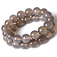 Grey Agate Bracelet, Round, natural, different size for choice, Grade AAAAA, Length:Approx 7.5 Inch, Sold By Lot
