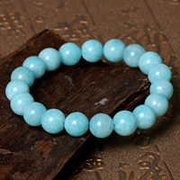 Natural Amazonite Bracelets, Round, different length for choice, Grade AAA, 8mm, Sold By Strand