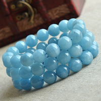Aquamarine Bracelet, Round, natural, March Birthstone & different size for choice, Grade AAA, Sold By Strand