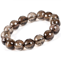 Smoky Quartz Bracelet, Round, natural, different size for choice & faceted, Grade AAAAA, Length:Approx 7.5 Inch, Sold By Lot