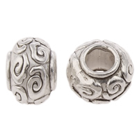 Tibetan Style European Beads, Drum, antique silver color plated, without troll, nickel, lead & cadmium free, 10x7mm, Hole:Approx 4mm, Approx 571PCs/KG, Sold By KG