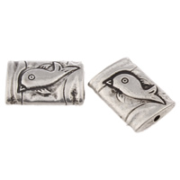 Tibetan Style Jewelry Beads, Rectangle, antique silver color plated, nickel, lead & cadmium free, 15x10x3mm, Hole:Approx 1mm, Approx 571PCs/KG, Sold By KG