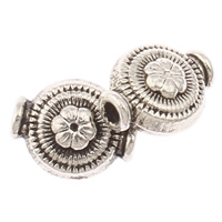 Tibetan Style Jewelry Beads, antique silver color plated, with flower pattern, nickel, lead & cadmium free, 10x8x4.50mm, Hole:Approx 1mm, Approx 1205PCs/KG, Sold By KG