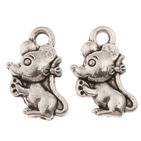 Tibetan Style Animal Pendants, Mouse, antique silver color plated, nickel, lead & cadmium free, 7x12x2.50mm, Hole:Approx 1mm, Approx 1818PCs/KG, Sold By KG