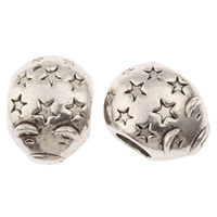 Tibetan Style European Beads, Pig, antique silver color plated, with star pattern & without troll, nickel, lead & cadmium free, 9x12x9mm, Hole:Approx 4.5mm, Approx 375PCs/KG, Sold By KG